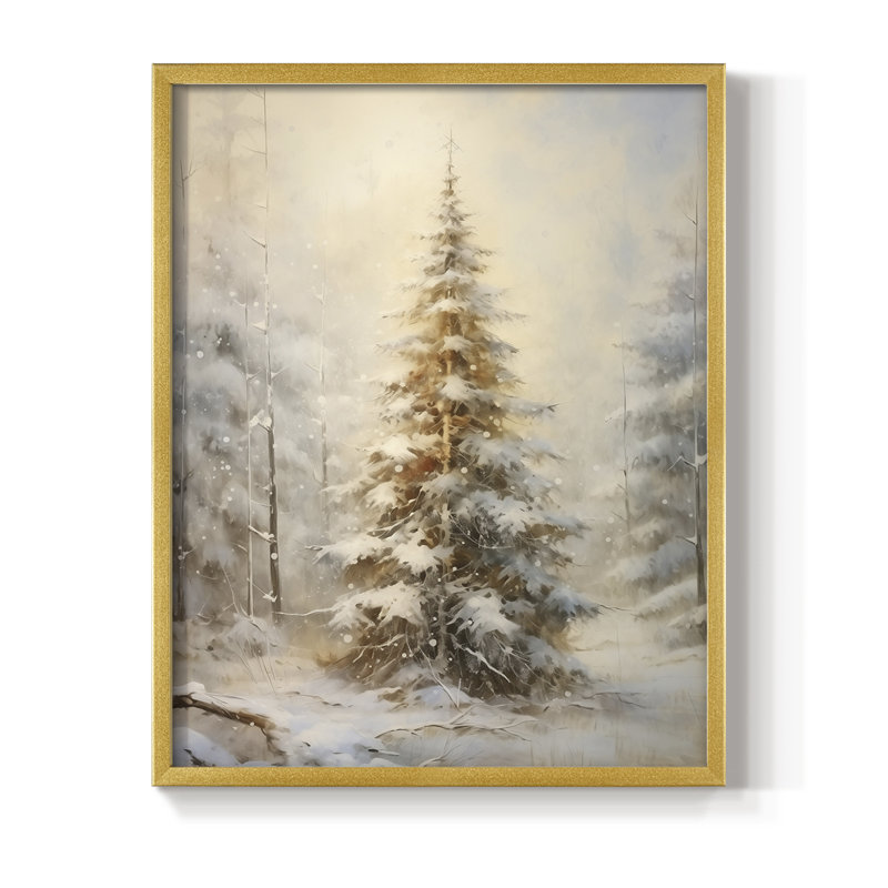 «Christmas Holiday Art», reproduction encadrée en bois massif, H 15 po x l 12 po, Doré