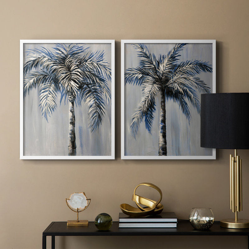 «Palm Magic Evening I», reproduction encadrée de qualité supérieure - prête à être accrochée - aucun clou requis - aucun clou requis