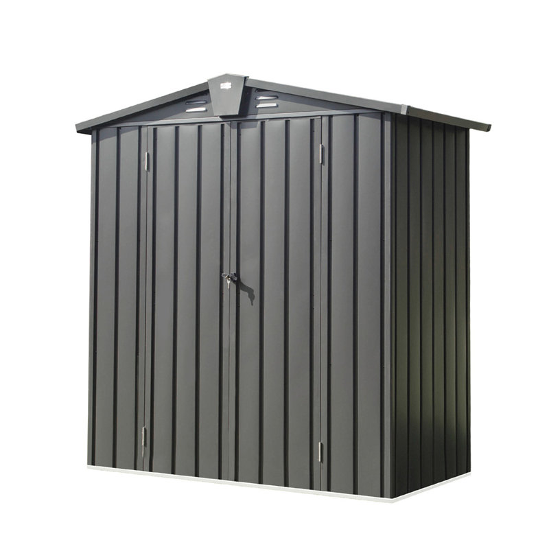 Metal Storage Shed, 71.34" H x 69.21" W x 36.06" D, Black