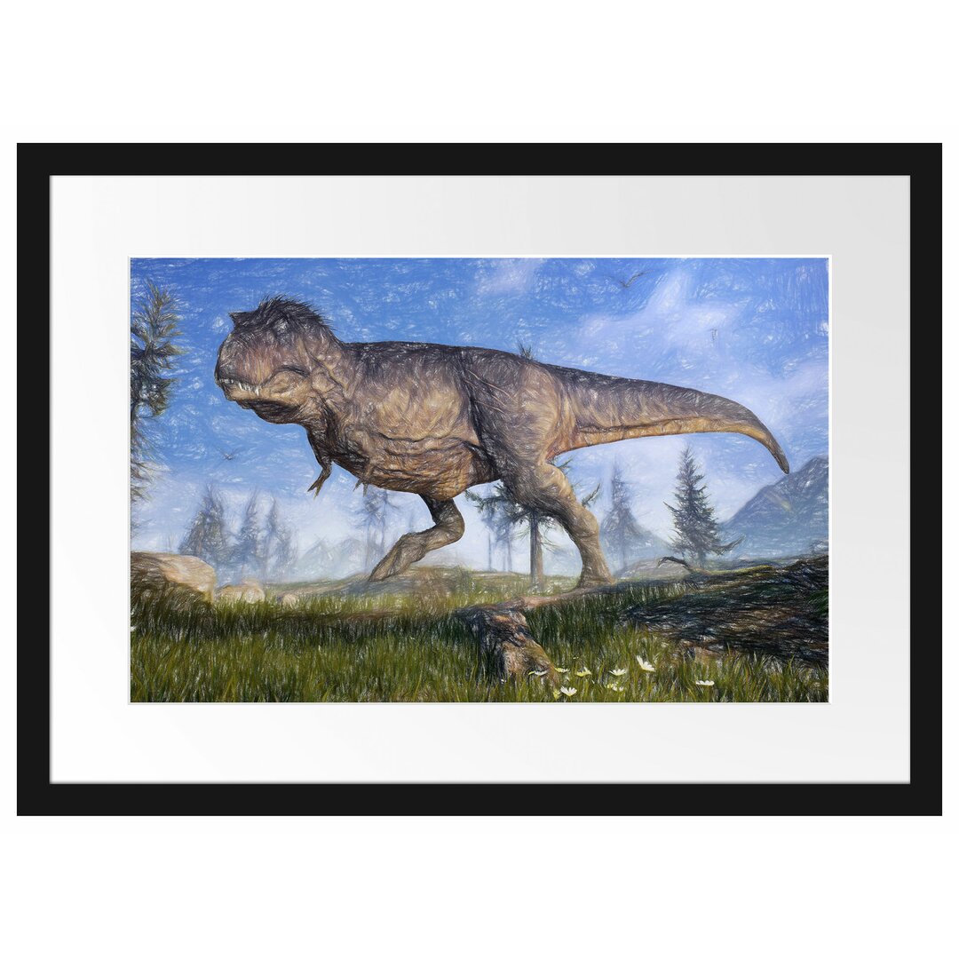 Gerahmtes Poster T-Rex Dinosaur