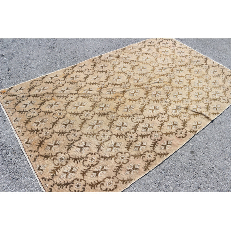 Grand tapis turc Oushak rétro au design bohémien beige, idéal pour l'extérieur et la décoration de salon