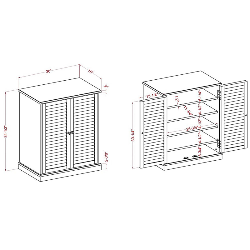 Armoire à chaussures avec tablettes réglables et portes à persiennes, Espresso