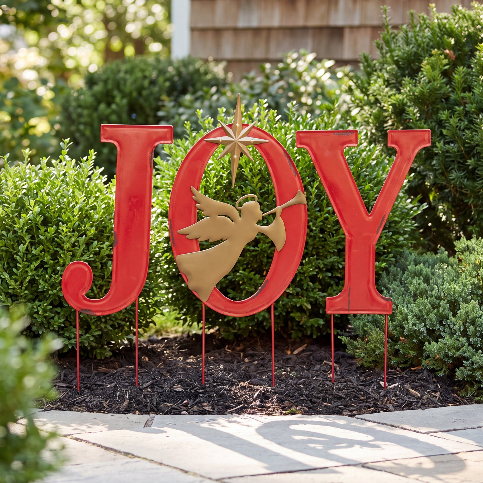 Joy Metal Christmas Angel Yard Stake