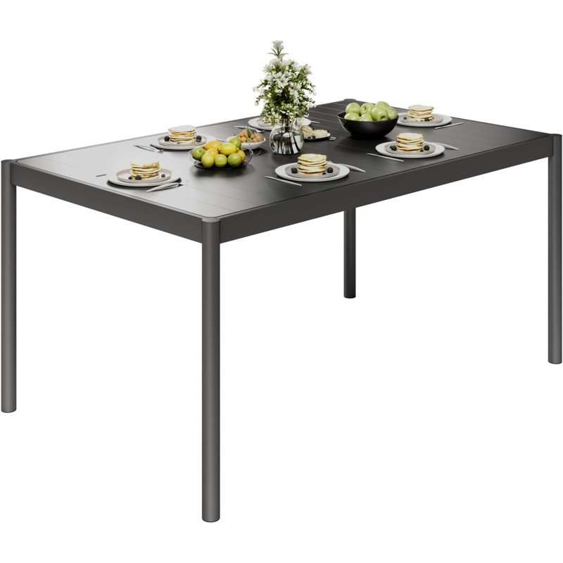 Table de salle à manger d'extérieur rectangulaire en aluminium 35,43 po pour 4 à 6 personnes