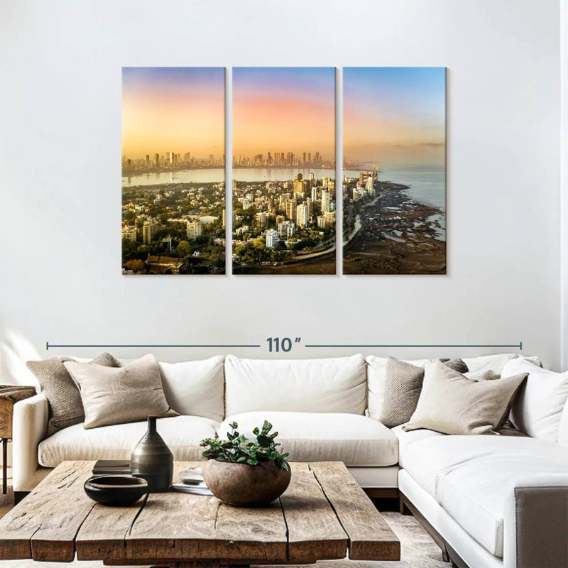 Sebbie Mumbai City Skyline Aerial, 48" H x 74" W