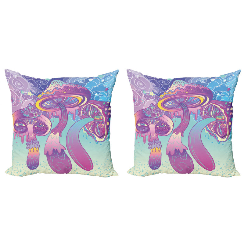 Multicolore Ambesonne Crazy Art, ensemble de 2 coussins décoratifs Crazy Art, 16 po x 1 po