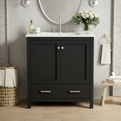Meuble-lavabo autoportant 30 po avec lavabo 30 po avec fermeture en douceur - Certifié EPA / UPC