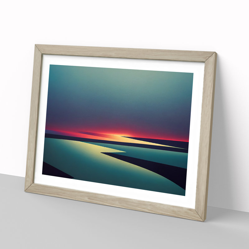 Abstract Ocean Scene - Framed Print, 46cm H x 64cm W x 2cm D, Oak