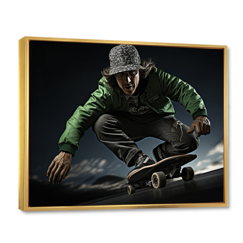 Skateboard Chronicles II - Imprimé, Cadre flottant doré, H 12 po x l 20 po x P 1 po