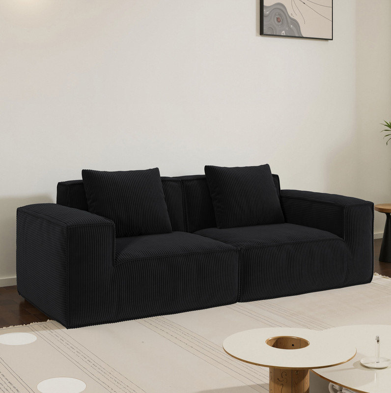 Le canapé modulaire Boneless peut être converti en un canapé-lit surdimensionné., Noir