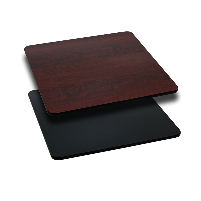 Plateau de table carré avec stratifié réversible Glenbrook, Ensemble de 10, Noir ou acajou, Carré 30 po