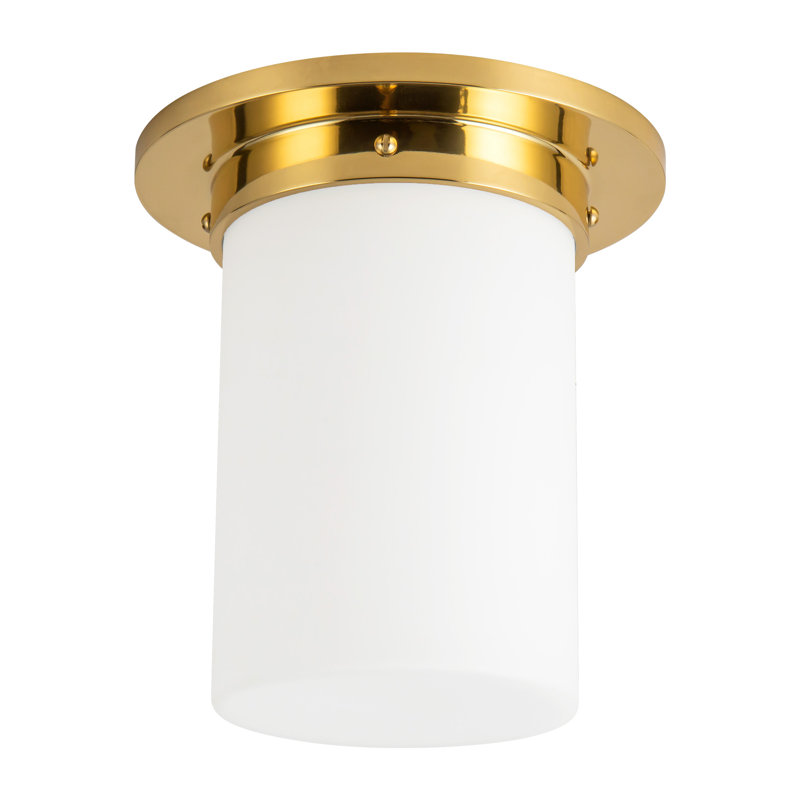 Mineral 8-in Brass Flush Mount, Opal Glass, Brass