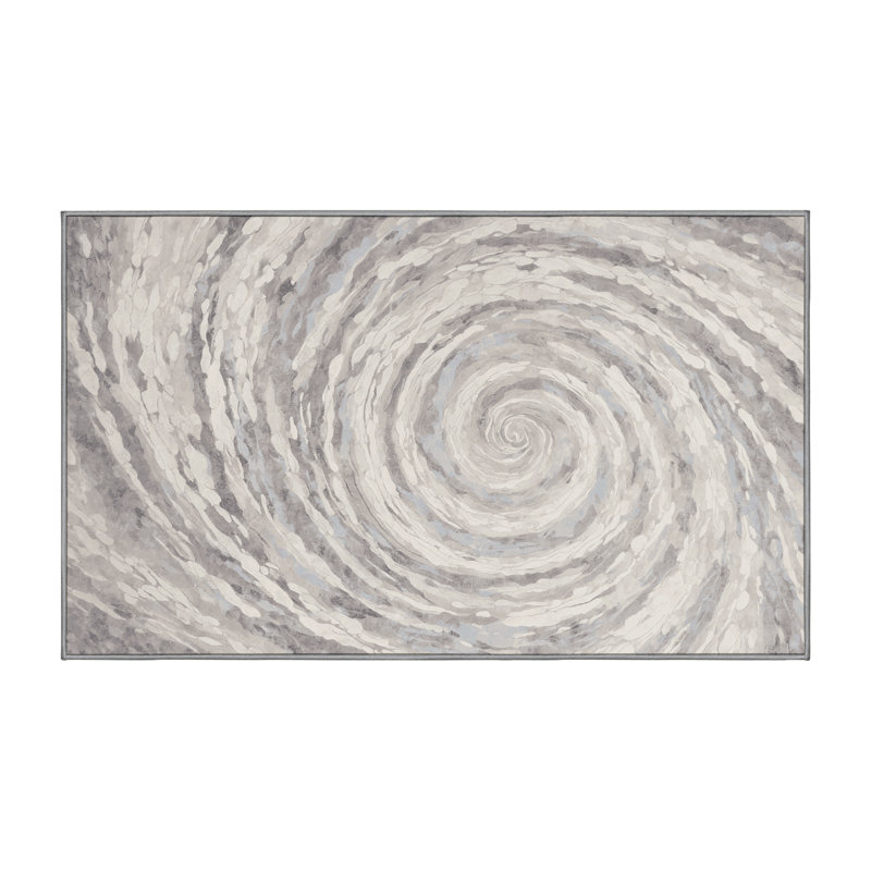 Machine Washable Gray Area Rug, Rectangle 8' x 12'