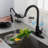Matte Black Stainless Steel Touch Kitchen Faucet With Pull Down . 360 Rotatable Nozzle For Comprehensive Sink Cleaning. Corrosion And Rust- Surface. Simple Handle To Manage Water Temperature Flow-1680312603