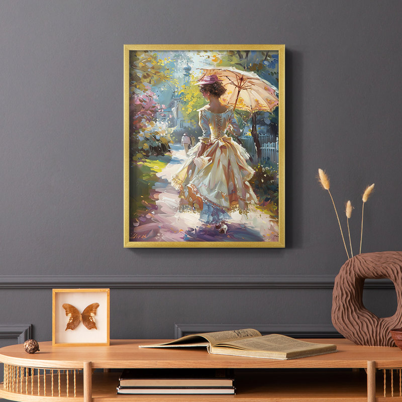WOMEN-L III - Reproduction d'art encadrée de qualité supérieure - prête à être accrochée, Or, H 10 po x l 8 po