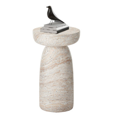 24.41"H MGO Faux Travertine Outdoor Side Table