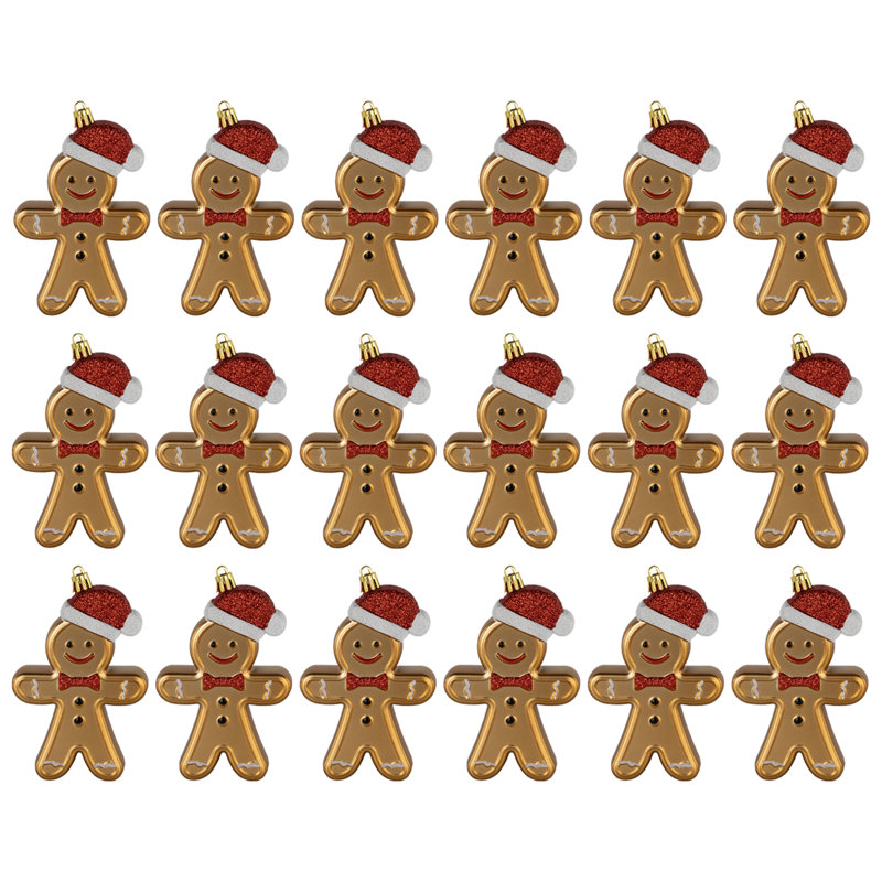 Ornements de Noël incassables en forme de pain d'épice avec chapeau de père Noël - 5 po - 18 carats