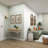 Aine Metal Scroll White Console Table with Brown Wood Top