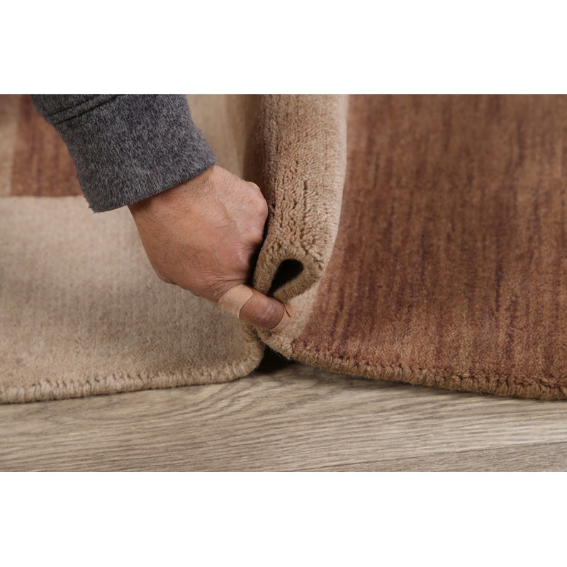Tapis unique en laine noué à la main ivoire / brun nouvel âge 5 pi 7 po x 7 pi 11 po