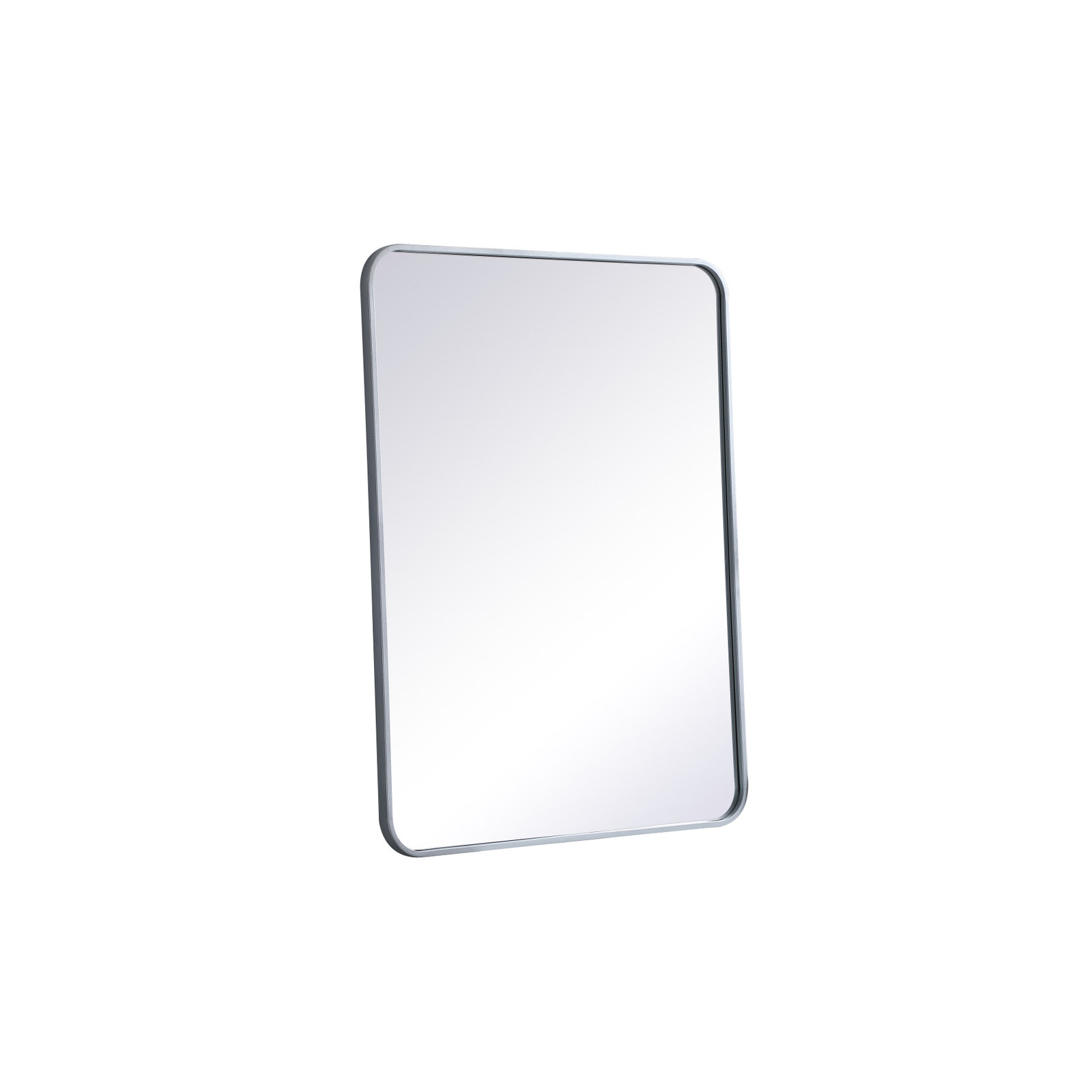 Sabine Metal Rounded Rectangle Wall Mirror, Silver, 36" x 27"