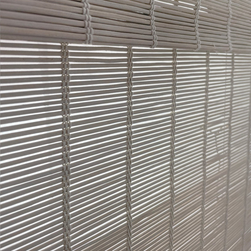 Sheer Bamboo Roman shade, Light Gray, 36"W x 36"L