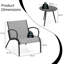3 Piece Patio Chair Set Metal Aluminum Wide Armchair & Table Set-Grey