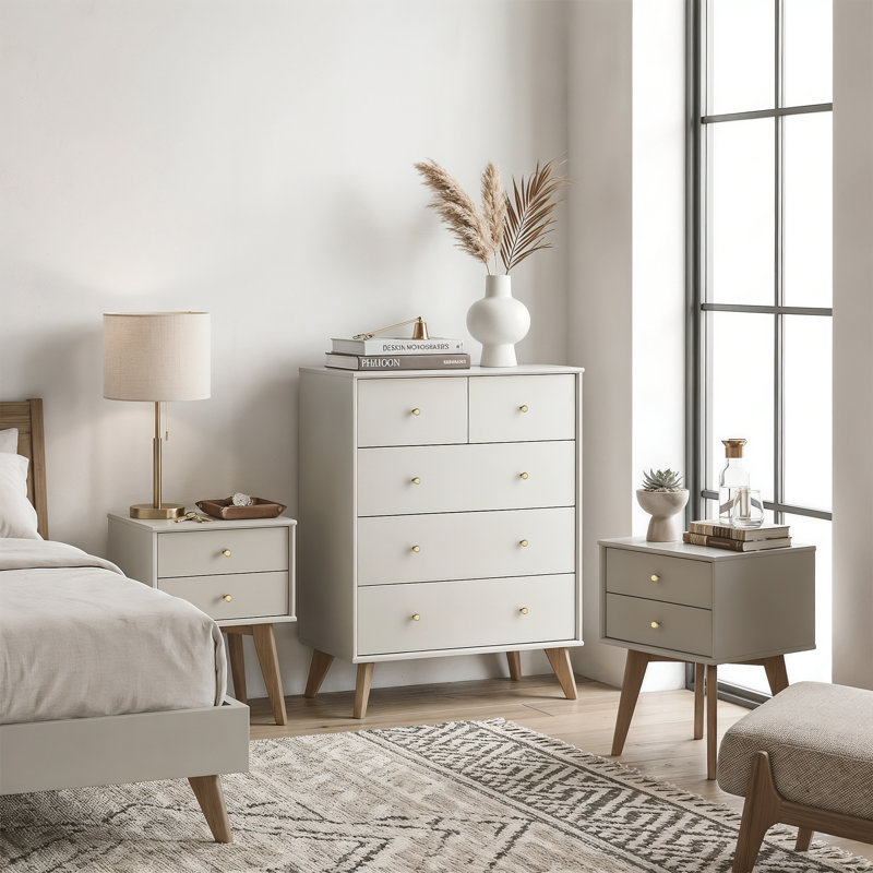 Abby Storage Duo Bedroom Set , Light Grey