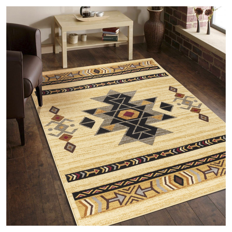 Tapis crème en polypropylène à poils courts résistant aux taches pour animaux de compagnie 5 pi 3 po x 7 pi 3 po Southwest
