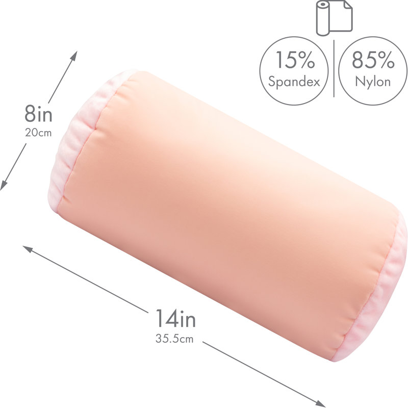 Microbead Bolster Neck Roll Pillow, Cream Peach