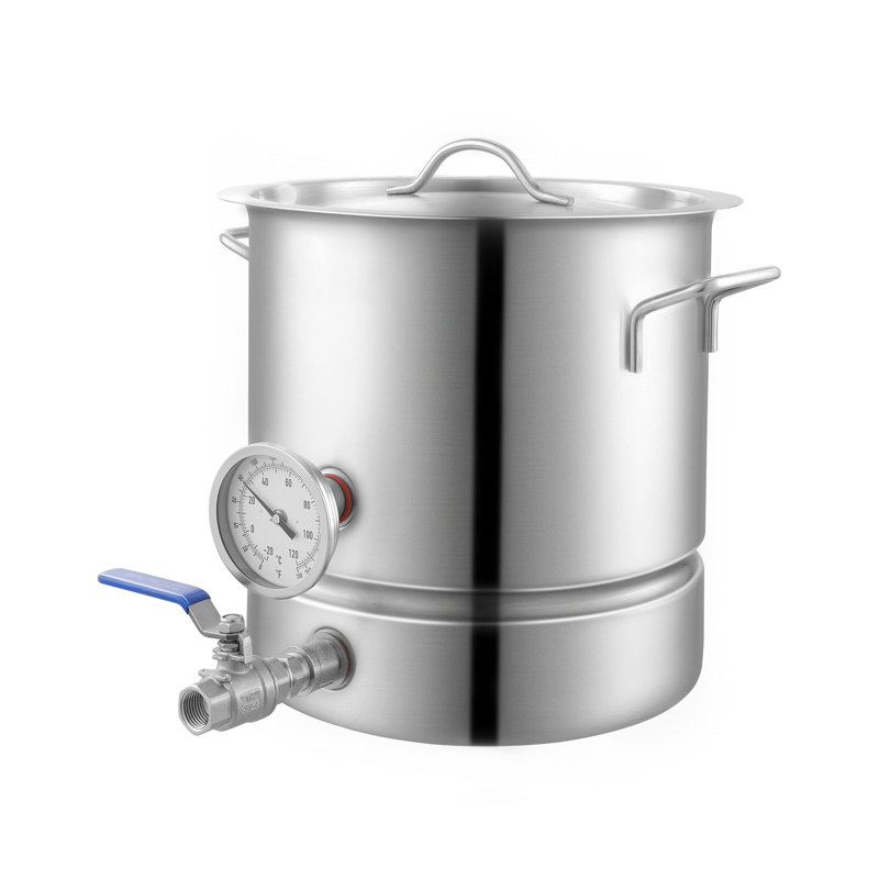 VEVOR 5-Gallon Stainless Steel Induction Brewing Kettle with Thermometer