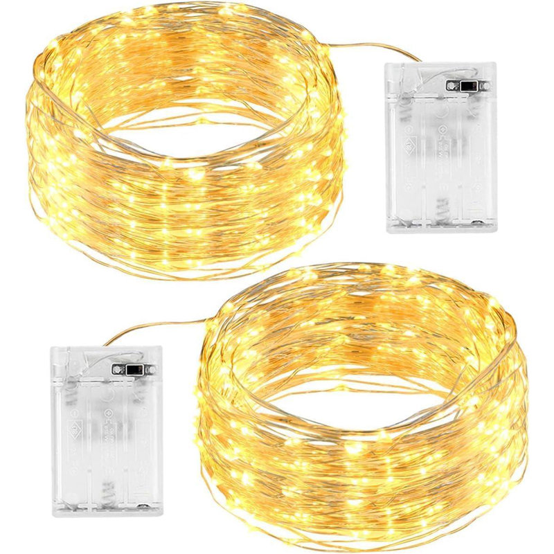 Fairy String Lights Silver Wire 20 LED Battery Operated Twinkle Waterproof Decorative Lights, 2 Pack, 1cm H x 2cm L x 4cm D