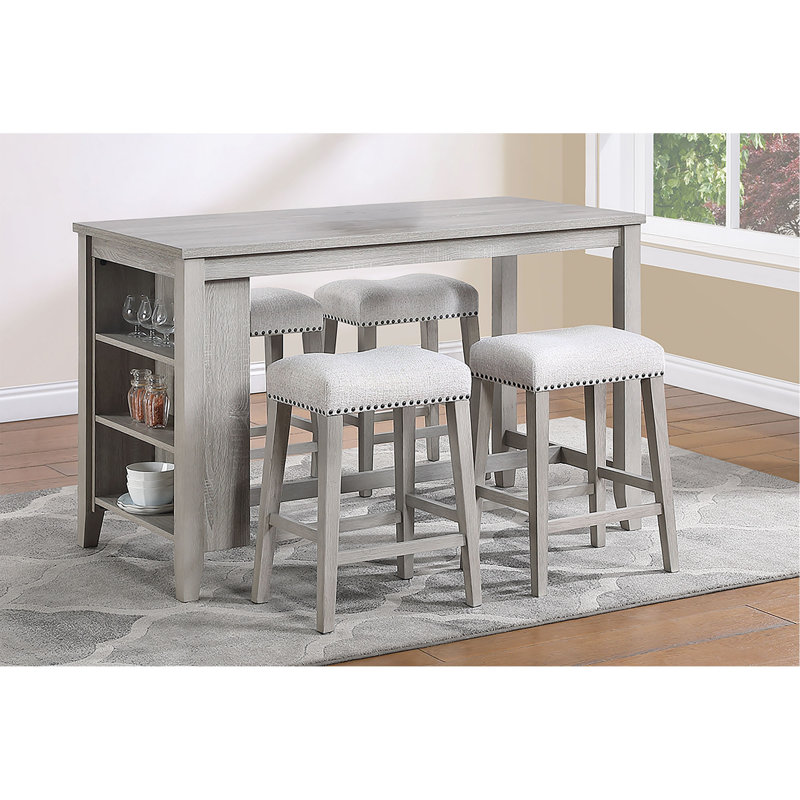 Ensemble de comptoir 5 pièces, Gray / Light Gray, Light Gray, Gray, H 36 po x l 58 po x P 28 po, Gray
