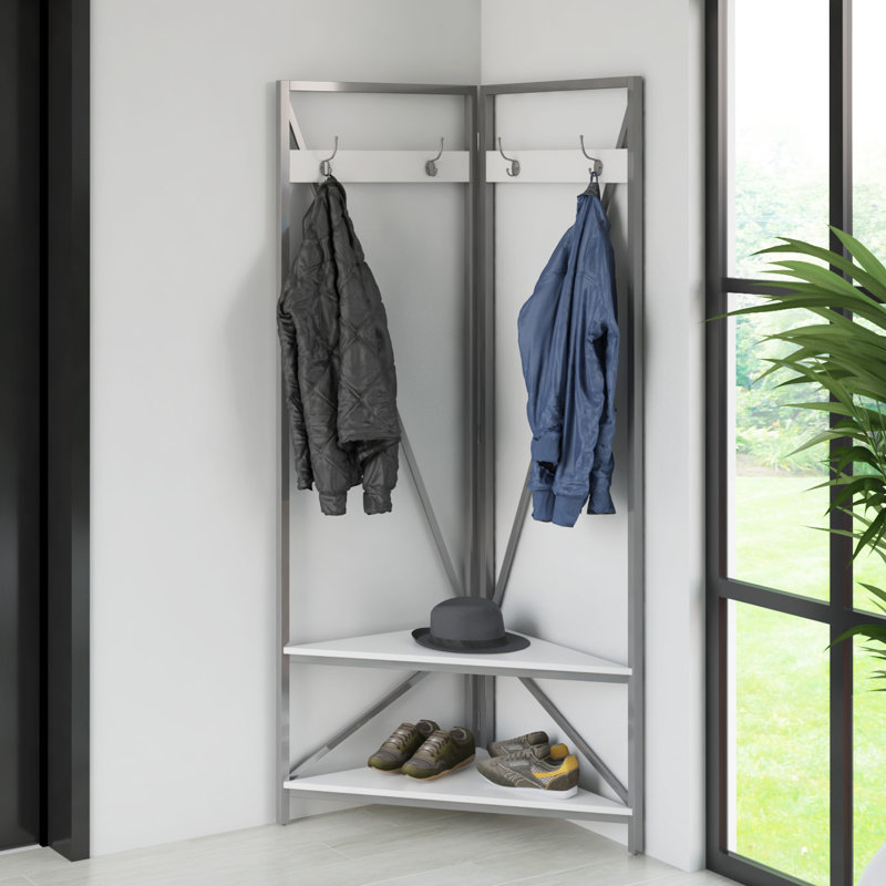Alayaa Hall Tree 35'' Wide with Bench and Shoe Storage, White