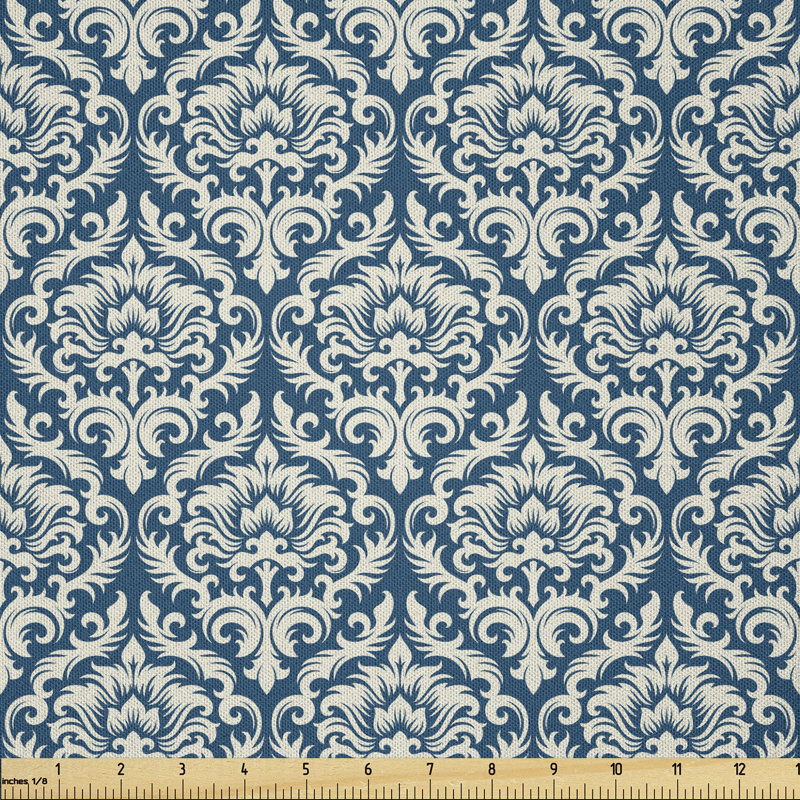 Dakshdeep Floral Ornamental Damask Pattern Victorian Style Baroque Organic Motifs Stencil Art Fabric
