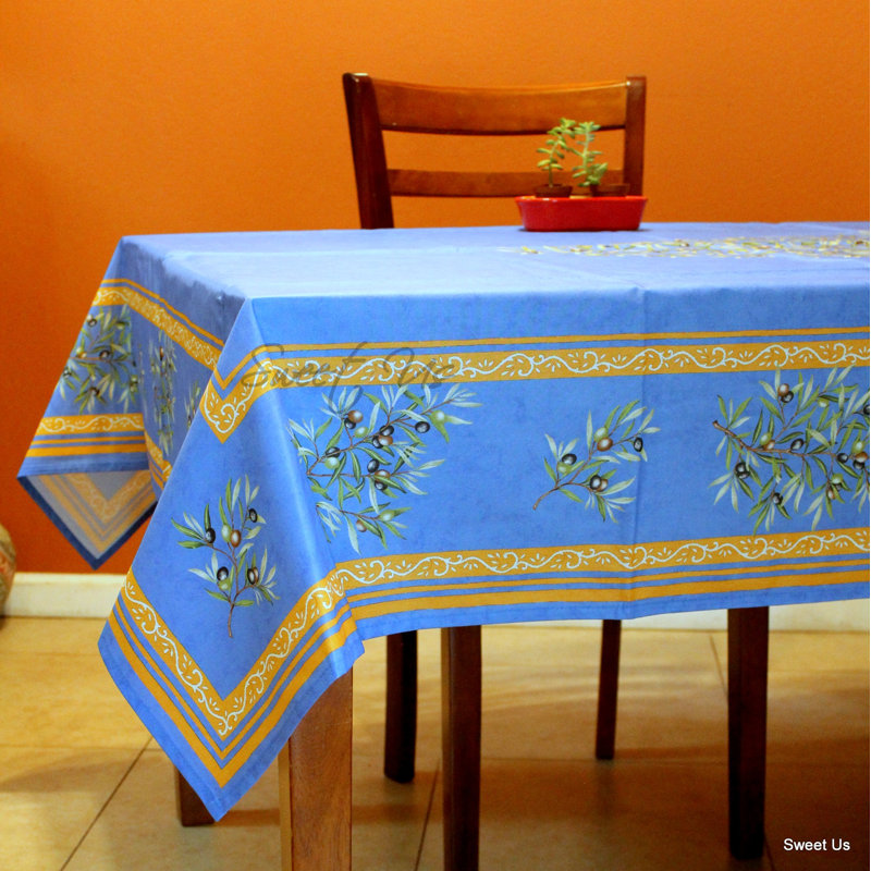 Bonnetsville Floral 100% Cotton Tablecloth, Blue, 1