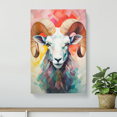 Ram Sheep Geometric - Wrapped Canvas