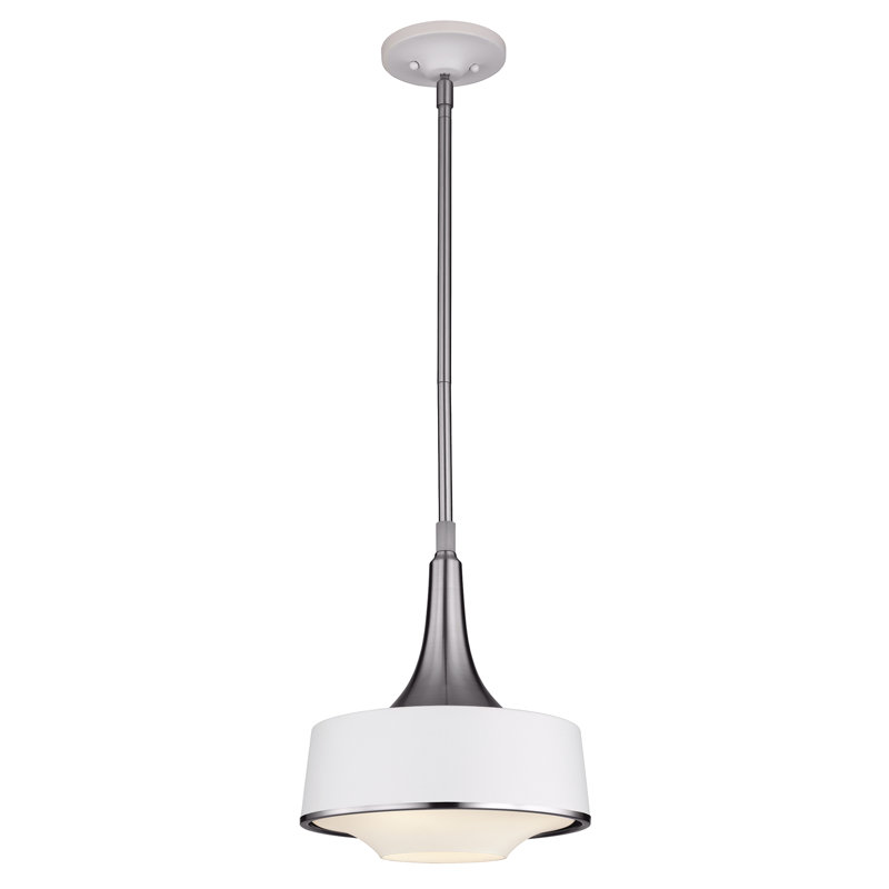 Holloway 1-Light Mini Pendant, 27.6 cm H x 22.9 cm W, Brushed Steel/Textured Black