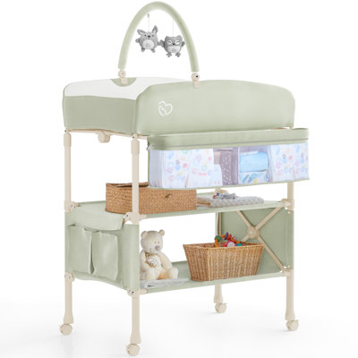 Baby Changing Table with Storage and Adjustable Height, Diaper Changing Station for Nursery
