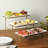 Gibson Home Gracious Dining Dinnerware, 3-Tier Rectangle Plate Serving Set with Gold Metal Stand, White