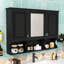 Armoire à pharmacie murale à miroir avec tablettes réglables, portes et rangement ouvert-1770471020