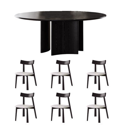 Modern light luxury round dining table and chair