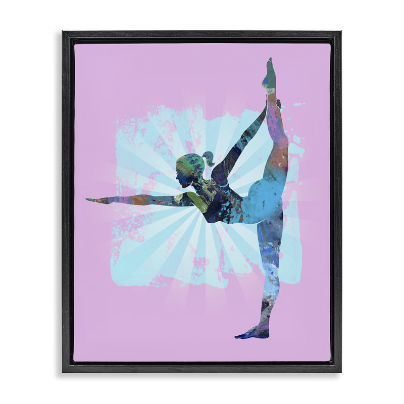 «Stretching Mindful exercise», art mural encadré noir par Tim Parker, Cadre flottant noir de jais, H 21 po x l 17 po