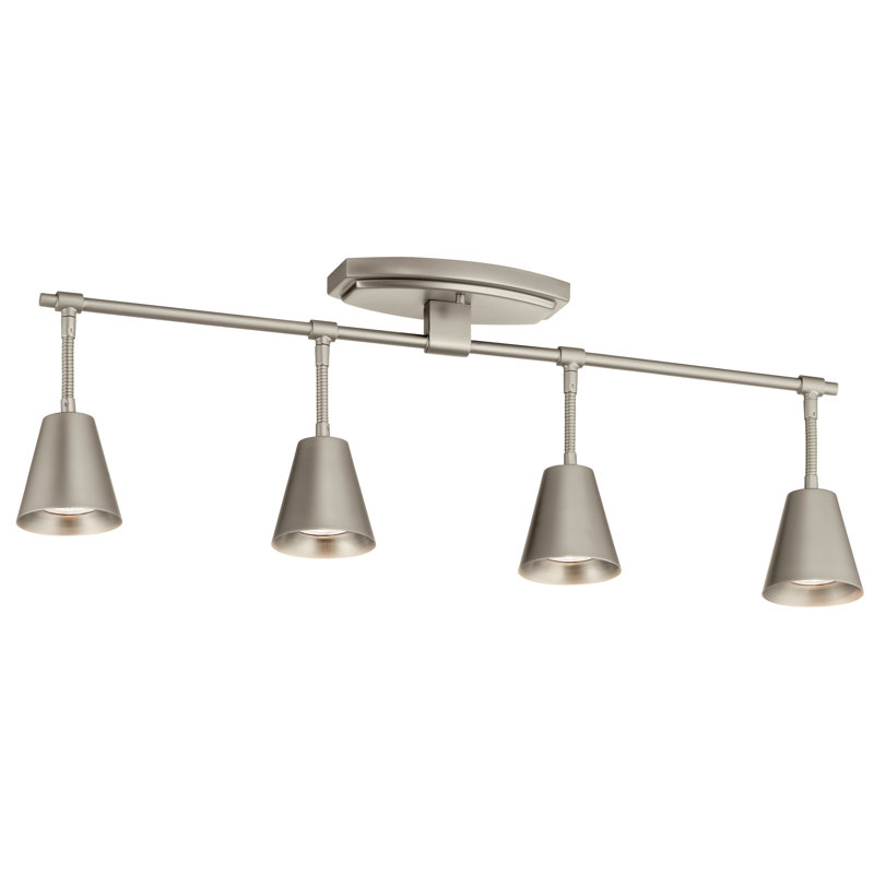 Éclairage sur rail à quatre lumières Ruby-Jade, Nickel satiné