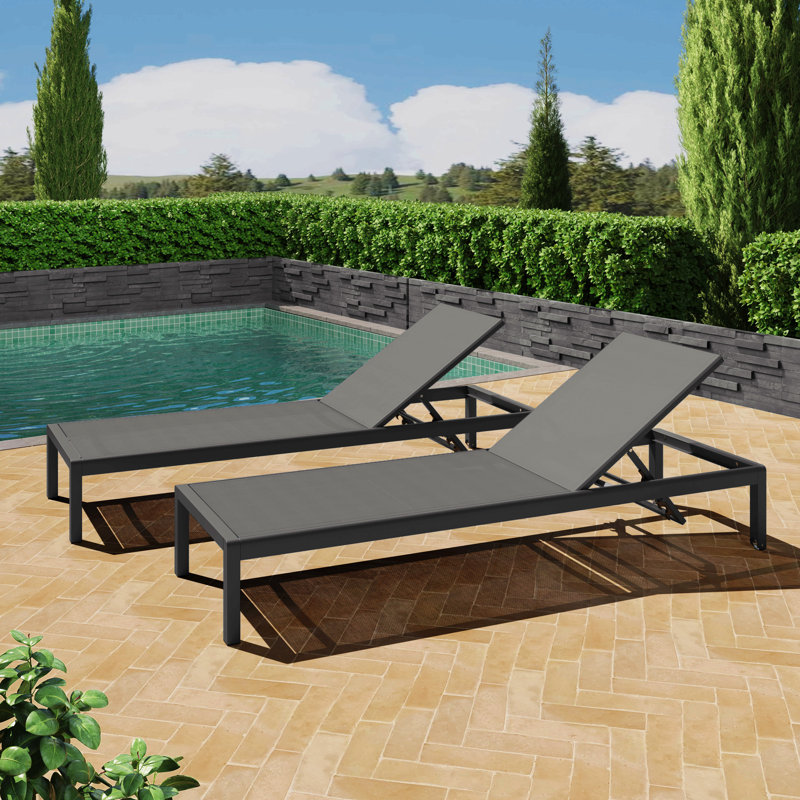 Chaise longue noire (Mp2) (ensemble de 2)