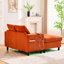 Méridienne relaxante en velours côtelé avec coussin confortable et porte-gobelets pour la maison Détente stylisée à double support, divertissement latéral-133451459
