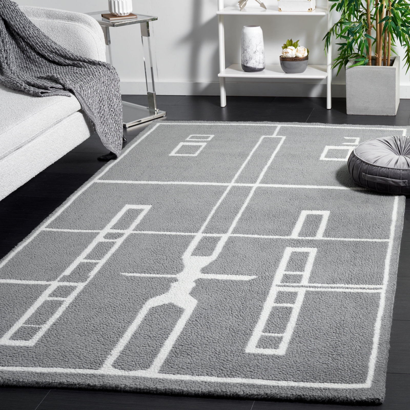 Murcia Hand-Woven Abstract Wool Rug, Rectangle 5' x 8'