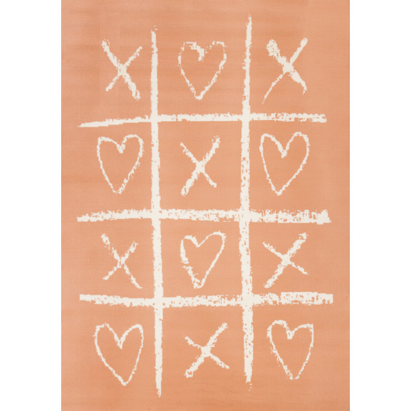 Fresno Kids Pink Playing Board Area Rug, Rectangle 3'11" x 5'7"
