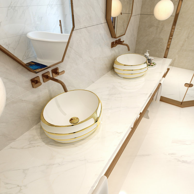 Blue Elephant 450.9mm L x 457.2mm W Gold Oval Sink