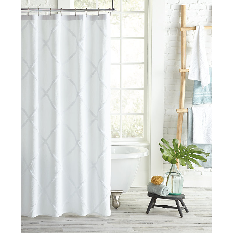Rideau de douche simple 100% coton , Blanc