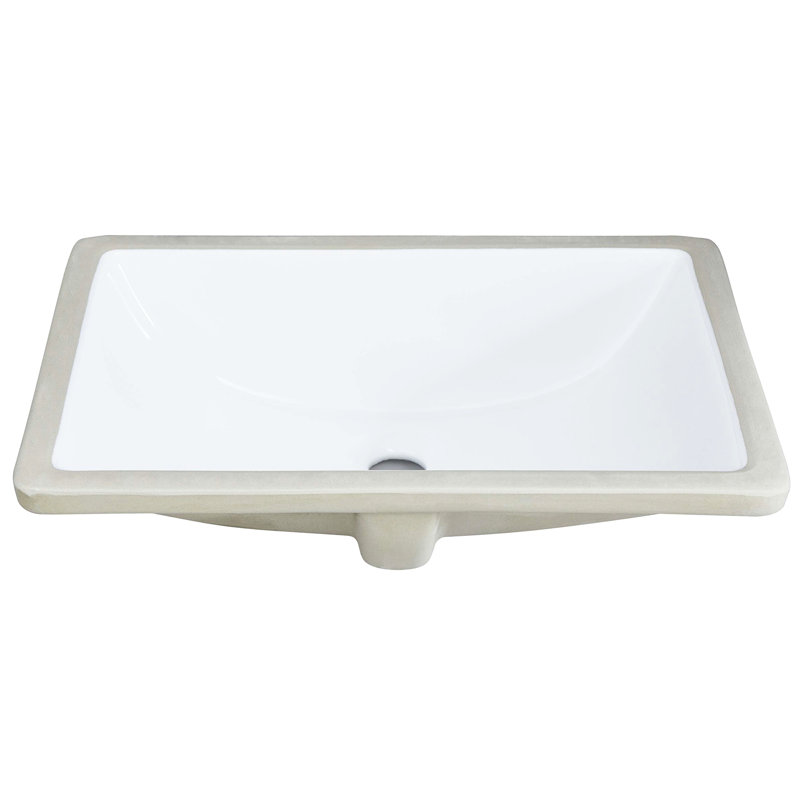 Ceramic Rectangular Bathroom Sink - White, Overflow, Sound Deadening, Heat , Stain & Scratch Rust-, Faucet Wall Or White Undermount Wash Basin Absorbing, Rust No Holes Emerged